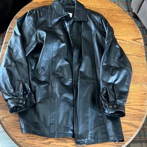 Men’s King Size black leather coat XL